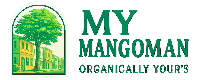 Logo of MY MANGOMAN with a tree and building illustration on a white background