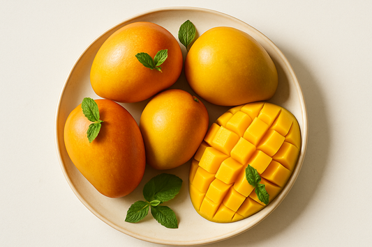 fresh mangoes beautifully design on plate